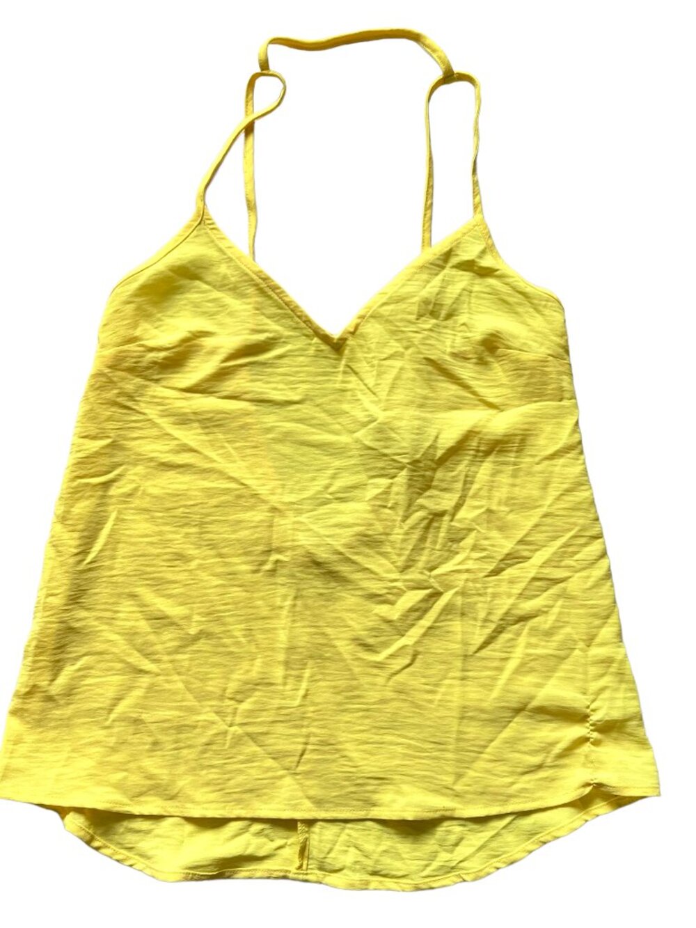 Timing tank top yellow v neck spaghetti straps boxy fit Small